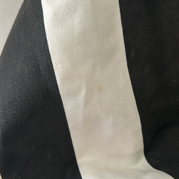 ECCO drawstring bag backpack black and white stripe canvas front pocket RARE EUC - Picture 5 of 8